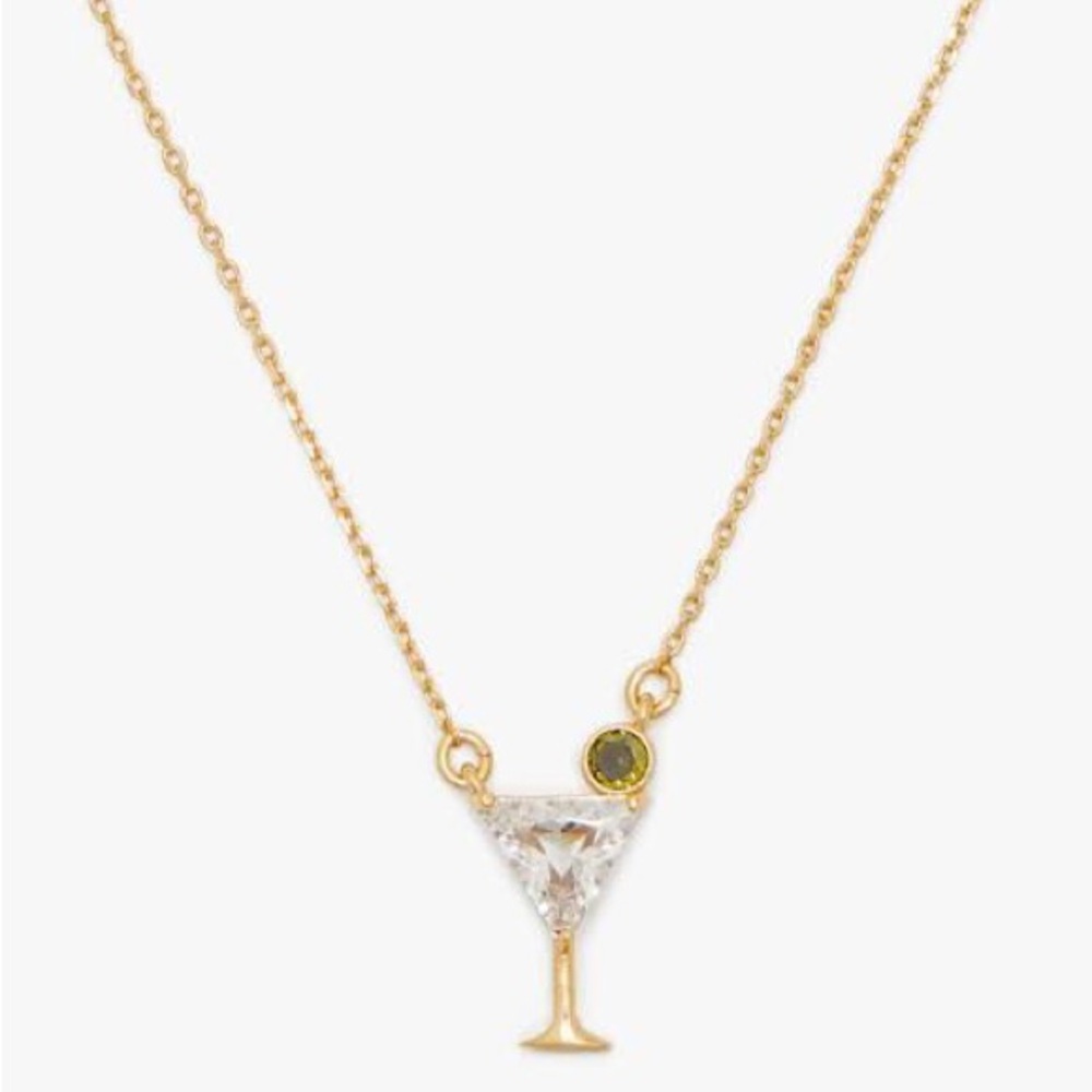 Authentic New with tag kate spade Gold Cocktail Glass Martini Pendant Necklace